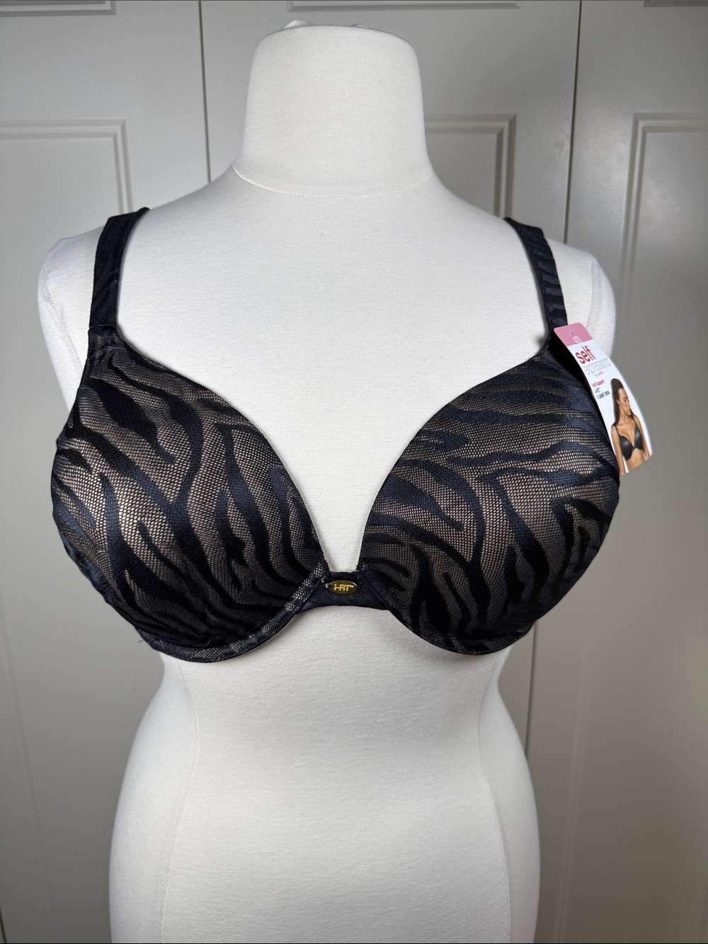 Maidenform Black Zebra-Print T-Shirt Bra with Molded Cups 42D